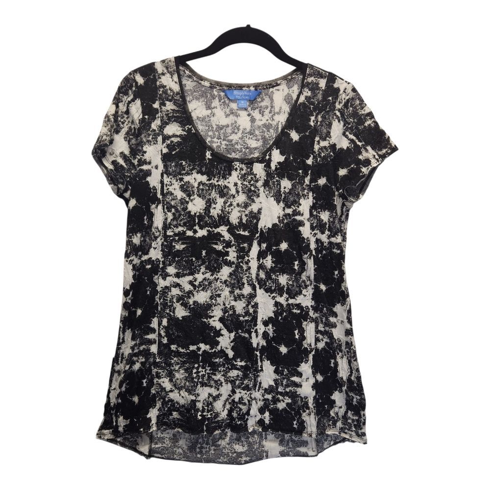 Simply Vera by Vera Wang Abstract Black/White Short Sleeve Top MEDIUM
